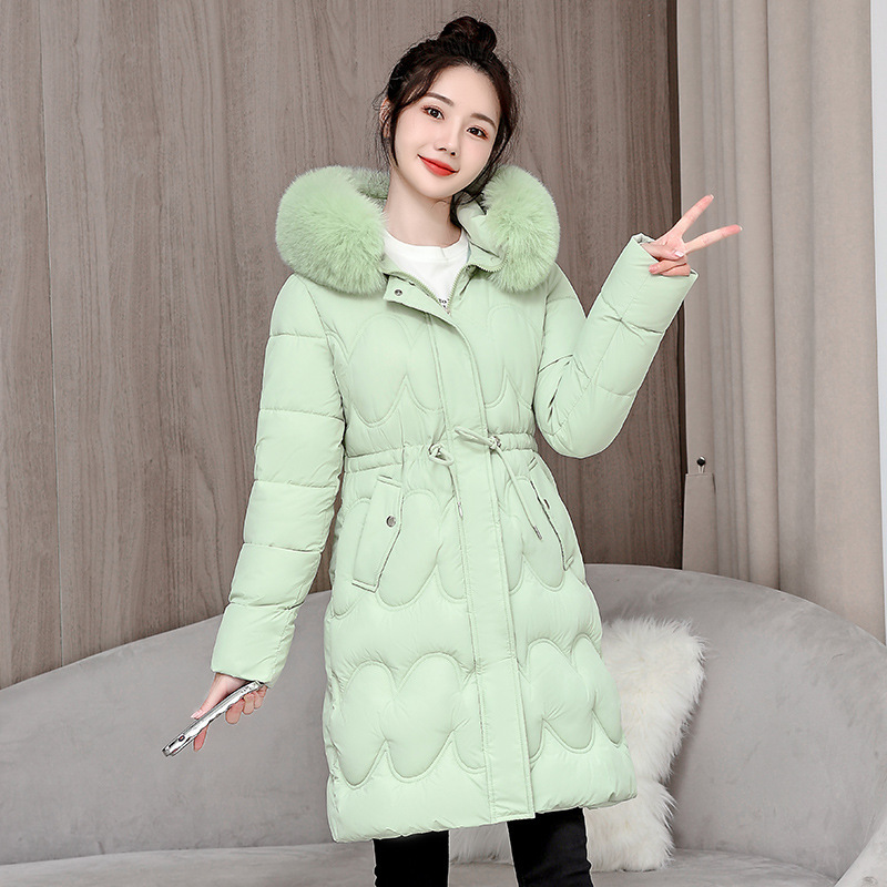 Women's Waist Slimming Fur Collar Cotton Coat - Image 5