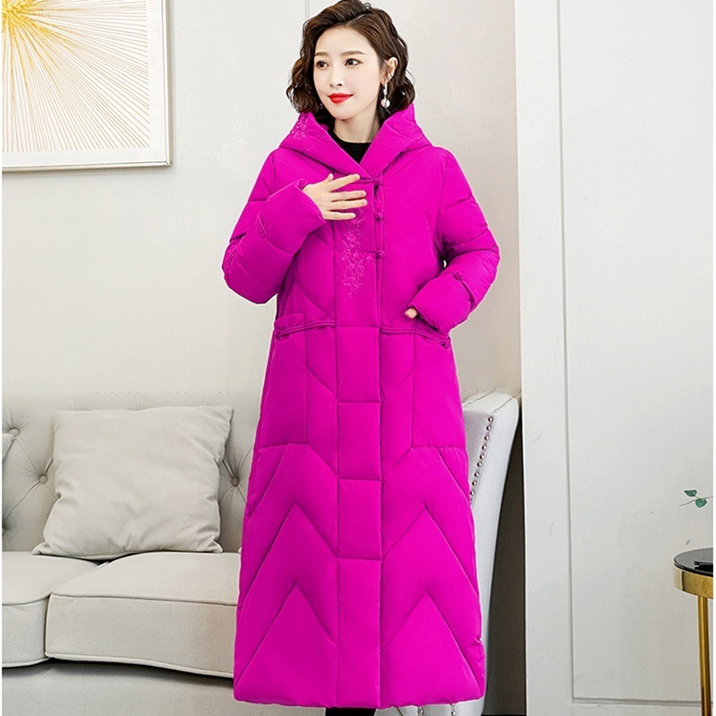 Plus Size Overknee Long Warm Hooded Cotton Jacket - Image 6