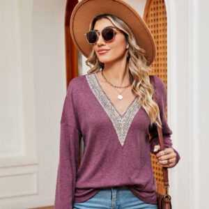 Women's Fashion Color Contrast Loose-fitting T-shirt Top