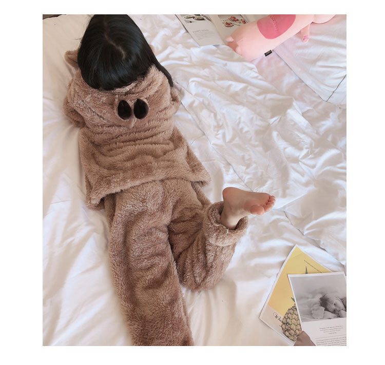 Parent-child Plush Pajamas Gloves Brown Bear Cartoon Cute - Image 5