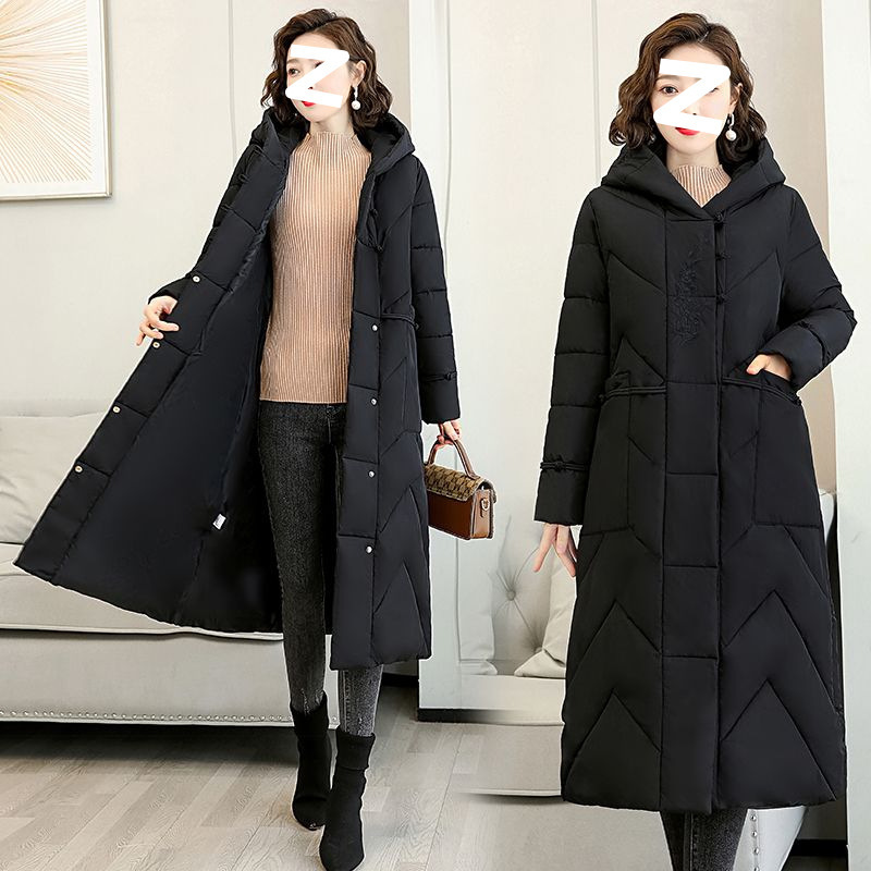 Plus Size Overknee Long Warm Hooded Cotton Jacket - Image 5